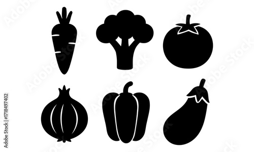 Colorful vegetable icons set for healthy eating and cooking themes