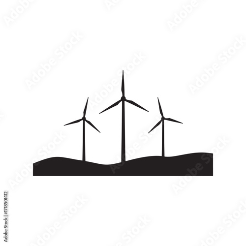 Silhouette of Wind Turbines on a Hill for Sustainable Energy Production Clean Renewable Electric Power Generation and Environmental Awareness in Minimalist Design