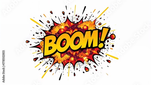 Explosive cartoon boom in comic style