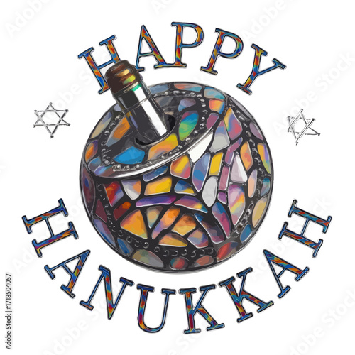 Happy hanukkah menorah illustration isolated on white background