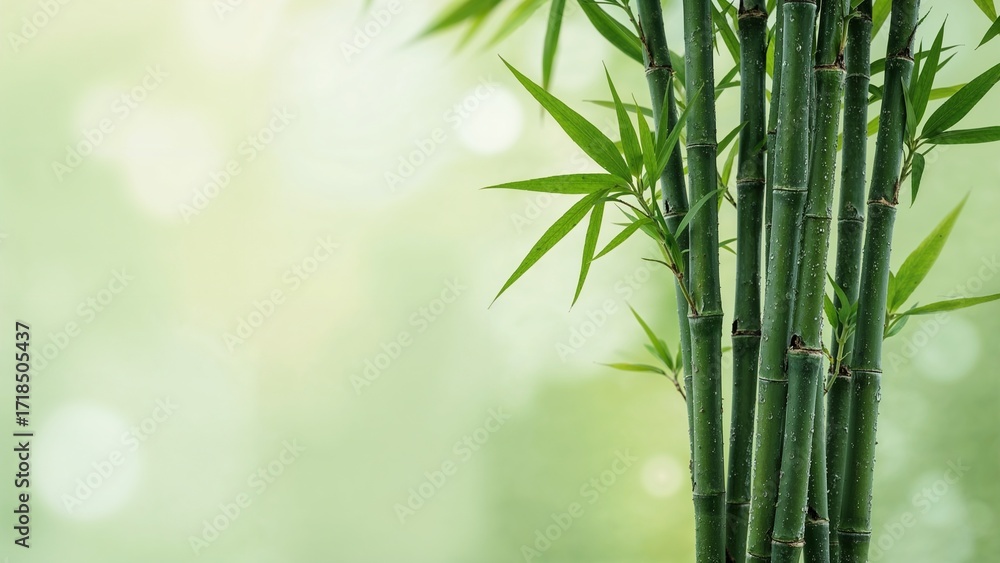 Obraz premium Vertical bamboo with morning dew