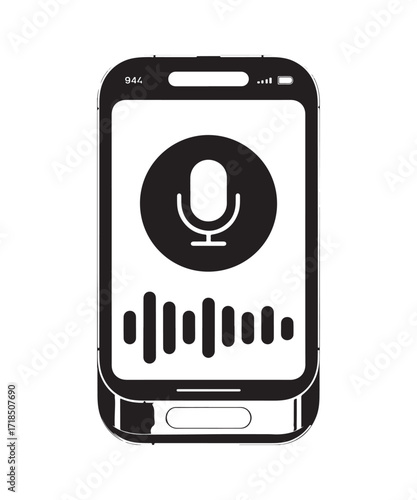 Smartphone with voice recording icon