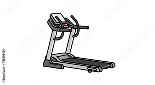 Illustration Vector SVG of Treadmill Fitness Equipment with Modern Flat Design and Gray Color