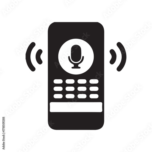 Mobile Voice Recording Icon, Smartphone with Microphone Symbol, Voice Command Technology Vector