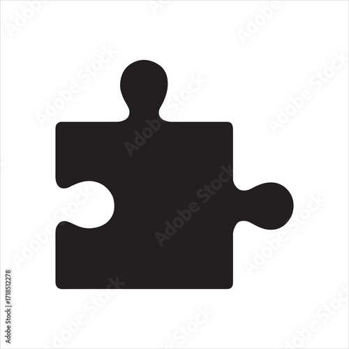 Black Puzzle Piece on White Background Symbolizing Problem Solving Connection and Completeness for Business and Creative Projects Represents Teamwork Strategy and Solutions