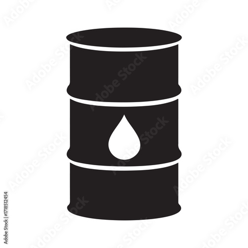 Crude oil barrel icon with drop representing petroleum industry implications for environment and economy around the globe with global energy supplies