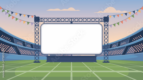 Stadium Screen with Blank Display for Event Sports Competition Cartoon Design Vector