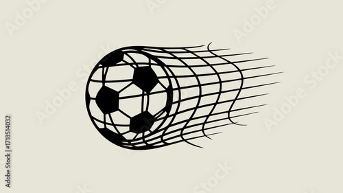Soccer ball speeding through air with a trailing silhouette on neutral tan backdrop