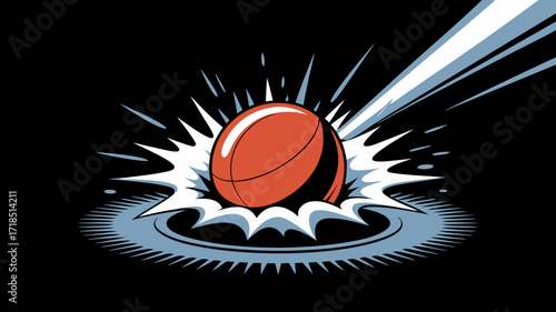 Basketball impact art with orange ball on black background sport action graphic