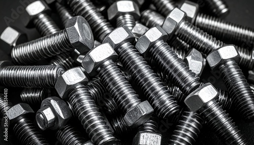 Pile of metallic bolts and nuts