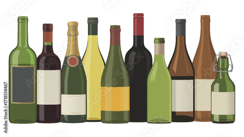 A digital illustration of a wine shop tileable footer design with a white background.  

