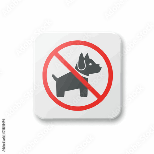 No dogs allowed icon with a dog silhouette in a red circle  