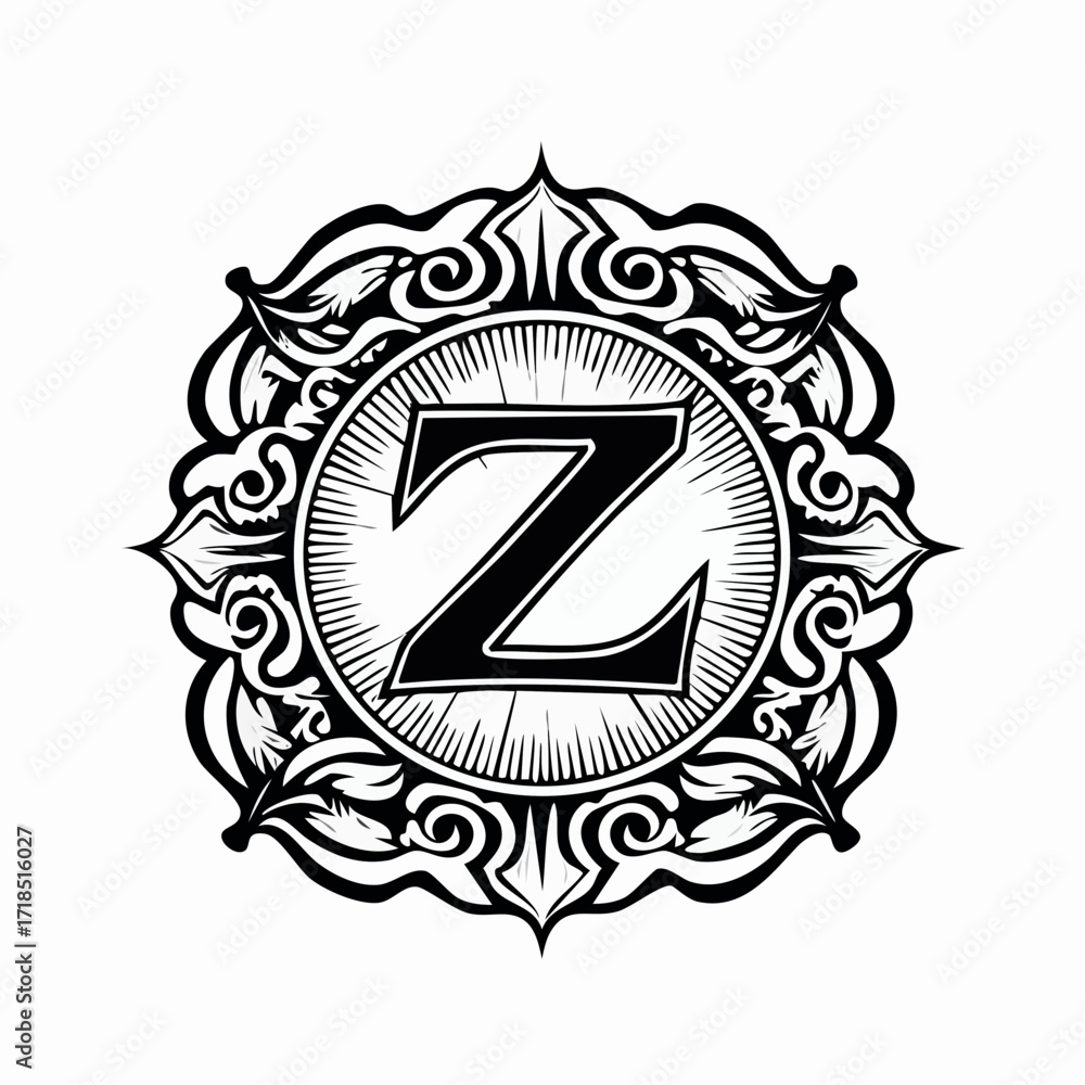 Fototapeta premium Monogram infinity logo, geometric linear loop design element, parallel thin line infinite art decoration, harmony emblem