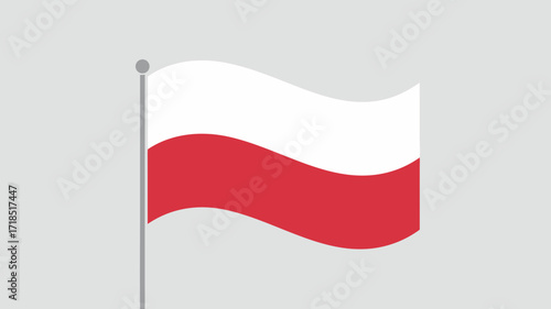 Free Download Poland flag waving in the wind, white and red colors vector illustration on gray background - GFXLoad