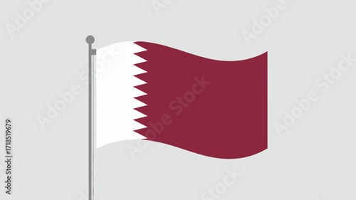 Qatar wavy flag vector illustration on a light gray background in simple, clean design