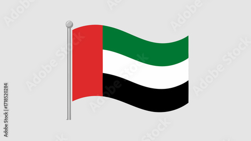United Arab Emirates flag illustration waving on gray backdrop design symbol isolated vector