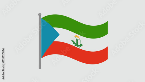 Equatorial Guinea Flag Waving on gray Background Representing Symbolism, Identity