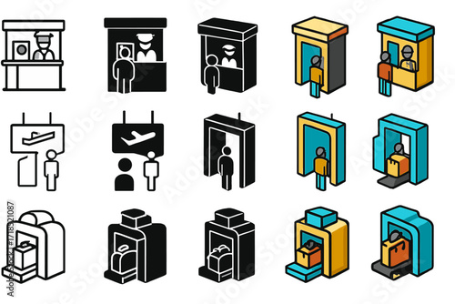 Colorful Airport Icons.
