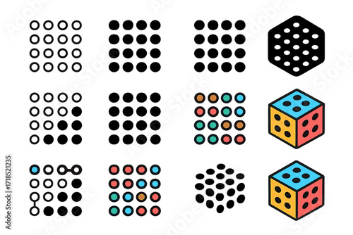 Geometric Logo Variations. Set Logo of Reconnection Project: Canal rejoining wetland body. Logo set in vector style, emblematic variations. line, bold thick