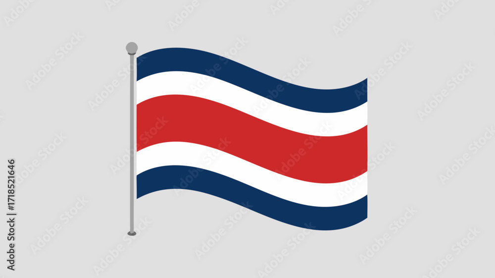 Obraz premium Costa Rican Flag Waving On The Wind Against A Light Background Symbolism