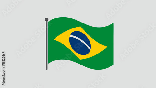 Brazilian Flag Waving in the Breeze for Freedom and Pride with a Bright Vector Illustration