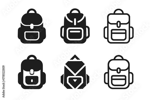 Streetwear Logo Variations. Streetwear. Set Logo of Streetwear: Backpack. harmonious logo variations of the same emblematic concept, each with different
