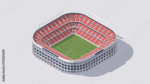 Isometric stadium illustration modern structure sport architecture soccer field arena design