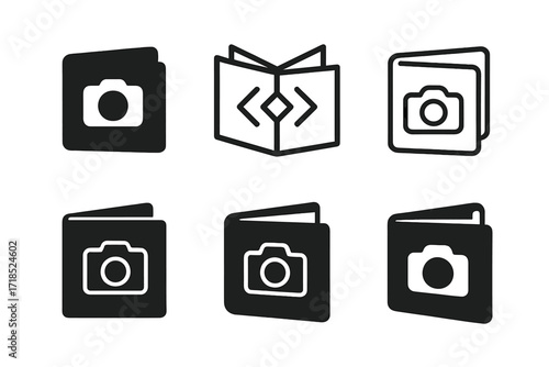 Photography Logo Variations. Photography. Set Logo of Photography: Photo album. harmonious logo variations of the same emblematic concept, each with different