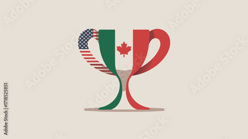 Trophy Representing Canada, USA, and Mexico Flag Colors Concept for Achievement