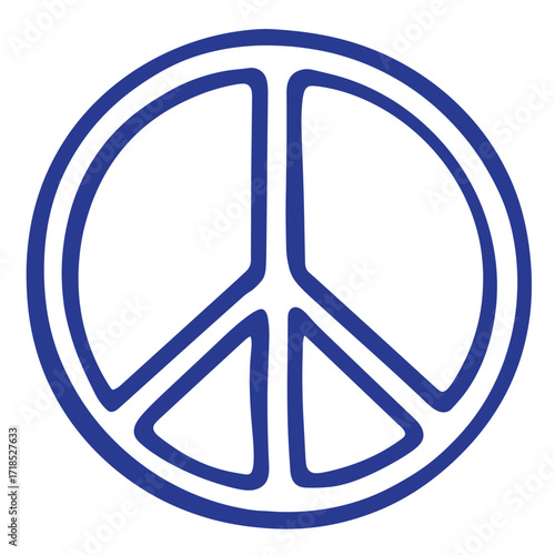 Simple blue peace symbol design isolated on white background for universal harmony