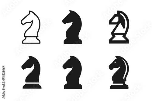 Chess Logo Variations. Board Games. Set Logo of Board Games: Chess piece. harmonious logo variations of the same emblematic concept, each with different
