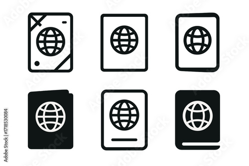 Creative Passport Logos. Travel. Set Logo of Travel: Passport. harmonious logo variations of the same emblematic concept, each with different