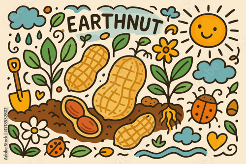 ??????_ ??????? ???????????. ??? ??????? ?? ???? Earthnut (???????? ??????, ?????????) ? ??????? ???????? ??? ???????? Colorful Hand-drawn doodle Children