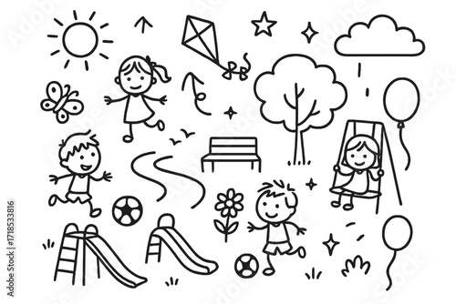 Wallpaper Mural Children's Park Doodles. Torontodigital.ca