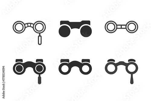 Opera Glasses Logos. Theater. Set Logo of Theater: Opera glasses. harmonious logo variations of the same emblematic concept, each with different artistic