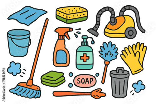 Cleaning Tools Doodle.