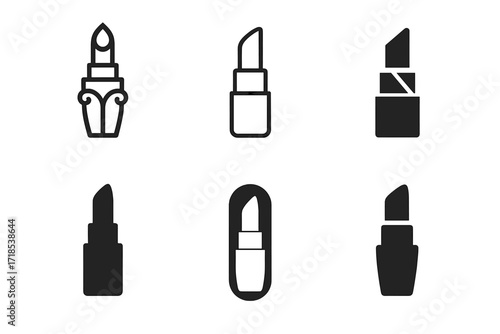 Beauty Logo Variations. Beauty. Set Logo of Beauty: Lipstick. harmonious logo variations of the same emblematic concept, each with different artistic