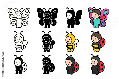 Insect Costume Icon Set.