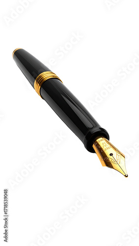 Wallpaper Mural Close-up of a black fountain pen angled, gold nib prominent Torontodigital.ca