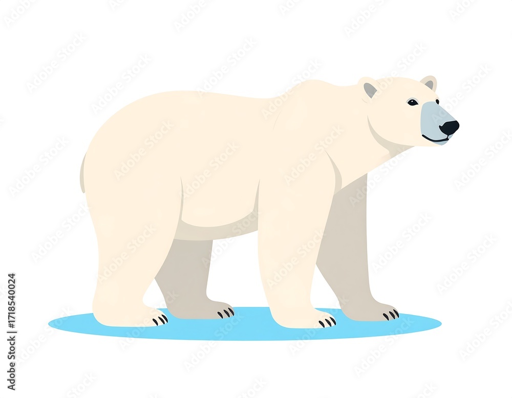 Fototapeta premium Cartoon polar bear on ice