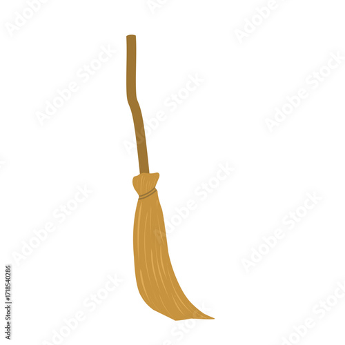 Hand drawn street broom illustration. Broom illustration