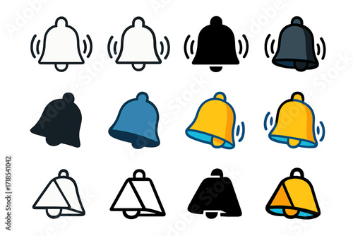 Meditation Logo Variations. Set Logo of Mindfulness practices and meditation retreats: Sound wave from bell. Logo set in vector style, emblematic variations.