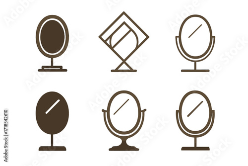 Interior Design Logos. Interior Design. Set Logo of Interior Design: Mirror. harmonious logo variations of the same emblematic concept, each with different
