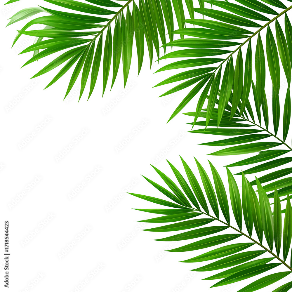 Obraz premium Tropical palm fronds frame a dark background