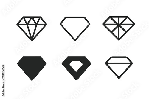 Luxurious Logo Variations. Luxury Brands. Set Logo of Luxury Brands: Diamond. harmonious logo variations of the same emblematic concept, each with different