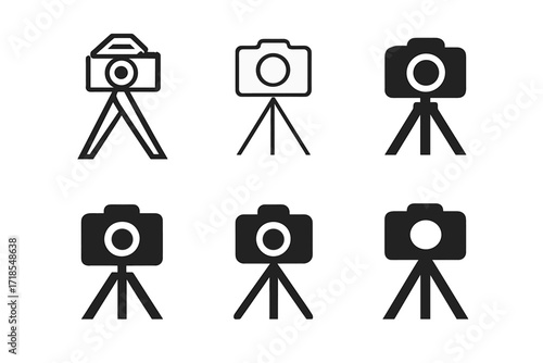 Photography Logo Variations. Photography. Set Logo of Photography: Tripod. harmonious logo variations of the same emblematic concept, each with different