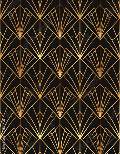 Gold art deco pattern on black
