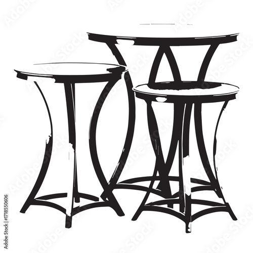 Black nesting tables Silhouette Vector, High Quality Illustration on White Background