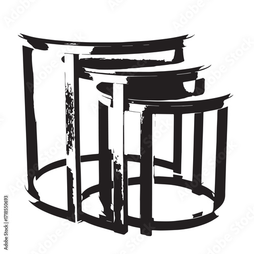 Black nesting tables Silhouette Vector, High Quality Illustration on White Background