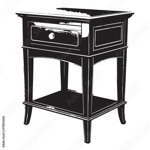 Black nightstand Silhouette Vector, High Quality Illustration on White Background